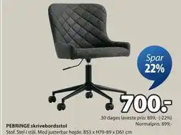JYSK PEBRINGE skrivebordsstol tilbud
