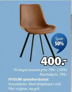 JYSK HYGUM spisebordsstol tilbud