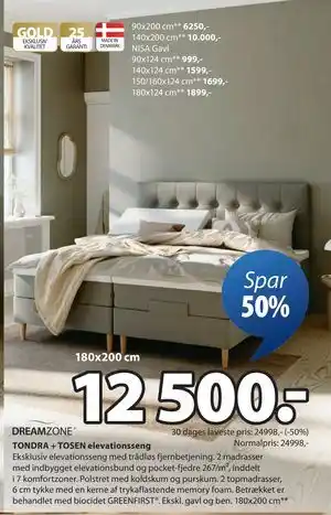 JYSK TONDRA + TOSEN elevationsseng tilbud