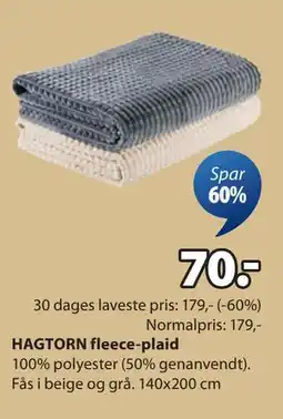 JYSK HAGTORN fleece-plaid tilbud