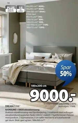 JYSK BJORSUND + EKSO elevationsseng tilbud