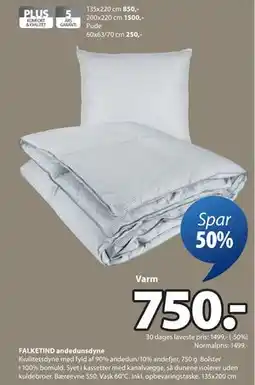 JYSK FALKETIND andedunsdyne tilbud