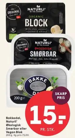 SPAR Bakkedal / Naturli' Økologisk Smørbar eller Vegan Blok tilbud