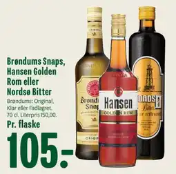 Min Købmand Brøndums Snaps, Hansen Golden Rom eller Nordse Bitter tilbud