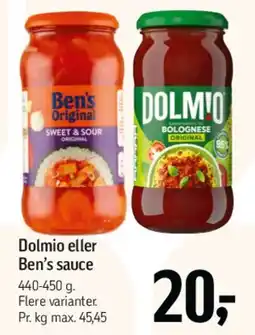 Føtex Dolmio eller Ben's sauce tilbud