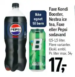 Føtex Faxe Kondi / Booster / Pepsi sodavand tilbud