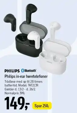 Føtex Philips in-ear høretelefoner tilbud