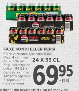 MENY Faxe Kondi eller Pepsi - 24 x 33 cl tilbud
