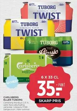 MENY Carlsberg eller Tuborg (6 x 33 cl) tilbud