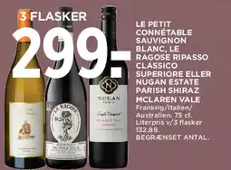 MENY 3 flasker 299:- (Le Petit Connetable / Le Ragose Ripasso / Nugan Estate) tilbud