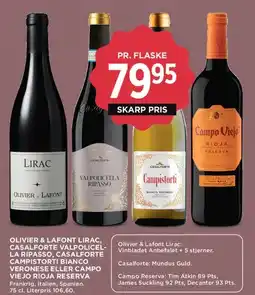 MENY Olivier & Lafont Lirac / Casalforte / Campo Viejo tilbud