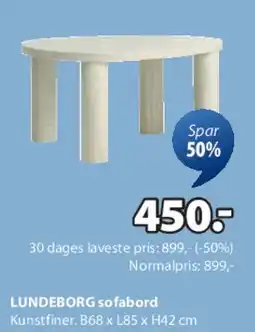 JYSK LUNDBORG sofabord tilbud