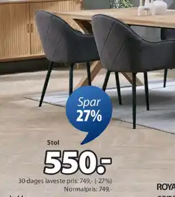 JYSK SABRO spisebordsstol tilbud