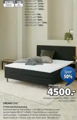 JYSK DREAMZONE TYSSA kontinentalseng tilbud
