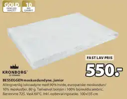 JYSK Kronborg moskusdun dyne, junior tilbud