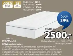 JYSK DREAMZONE HOPEN topmadras tilbud