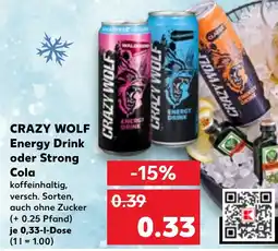 Kaufland DE CRAZY WOLF Energy Drink oder Strong Cola tilbud