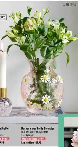 Imerco Glasvase med hvide blomster tilbud