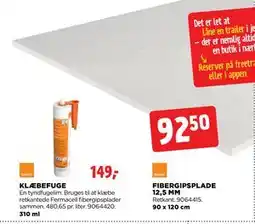 jem & fix FIBERGIPSPLADE 12,5 MM tilbud