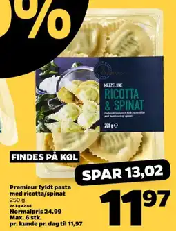 Netto Premieur fyldt pasta med ricotta/spinat tilbud