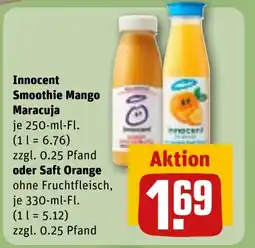 REWE DE Innocent Smoothie Mango Maracuja oder Saft Orange tilbud