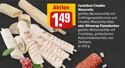 REWE DE Fackelbrot Cheddar Mozzarella oder Ofenwrap Flammkuchen tilbud