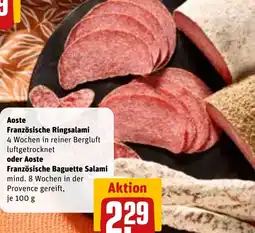 REWE DE Aoste Französische Ringsalami oder Aoste Französische Baguette Salami tilbud