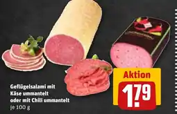 REWE DE Geflügelsalami mit Käse ummantelt oder mit Chili ummantelt tilbud