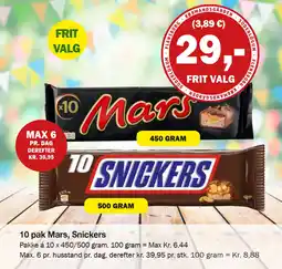 Købmandsgården 10 pak Mars, Snickers tilbud