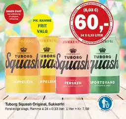 Købmandsgården Tuborg Squash Original, Sukkerfri tilbud
