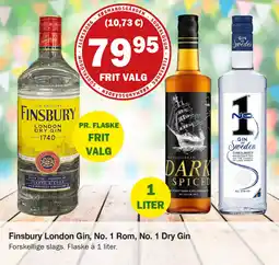 Købmandsgården Finsbury London Gin, No. 1 Rom, No. 1 Dry Gin tilbud