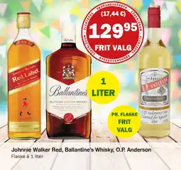 Købmandsgården Johnnie Walker Red, Ballantine's Whisky, O.P. Anderson tilbud