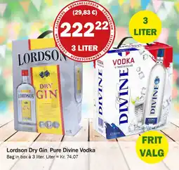 Købmandsgården Lordson Dry Gin, Pure Divine Vodka tilbud