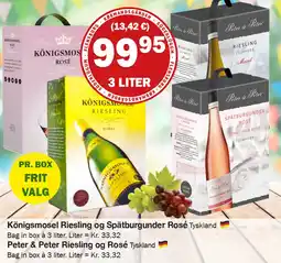 Købmandsgården Königsmosel Riesling og Spätburgunder Rosé , Peter & Peter Riesling og Rosé tilbud