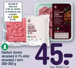 REMA 1000 Hakket dansk oksekød / Oksekød i tern tilbud