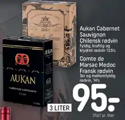 REMA 1000 Aukan Cabernet Sauvignon (3 L box) tilbud