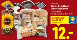 Lidl Rugbrød, madbrød eller cafésandwich tilbud