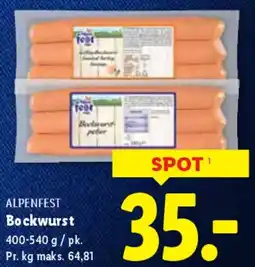 Lidl Alpenfest Bockwurst (pack) tilbud