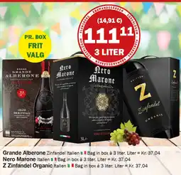 Købmandsgården Grande Alberone , Nero Marone, Z Zinfandel Organic tilbud