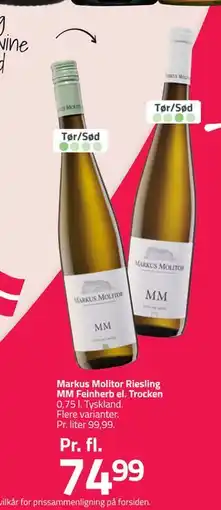 Fleggaard Markus Molitor Riesling MM Feinherb el. Trocken tilbud