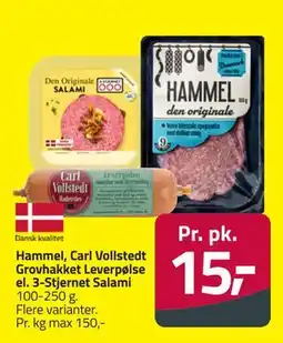 Fleggaard Hammel, Carl Vollstedt Grovhakket Leverpølse el. 3-Stjernet Salami tilbud