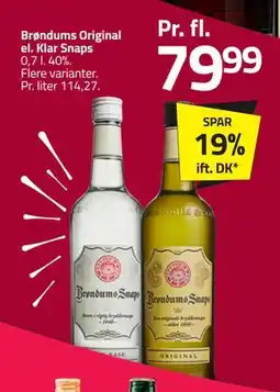 Fleggaard Brøndums Original el. Klar Snaps tilbud