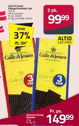 Fleggaard Galle & Jessen Pålægschokolade 3 pk tilbud