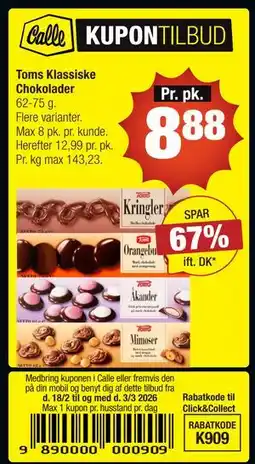 Calle Toms Klassiske Chokolader tilbud