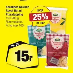 Calle Karolines Køkken Revet Ost el. Pizzatopping tilbud