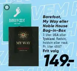 Bilka Bag‑in‑Box: Barefoot / My Way / Noble House tilbud