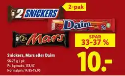 Lidl Snickers, Mars eller Daim tilbud