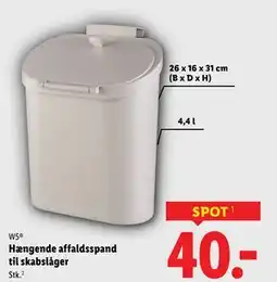 Lidl Hængende affaldsspand til skabslåger tilbud