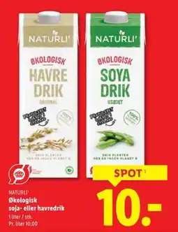 Lidl Økologisk soja- eller havredrik tilbud