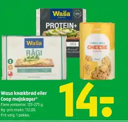 Coop 365 Wasa knækbrød eller Coop majskager tilbud